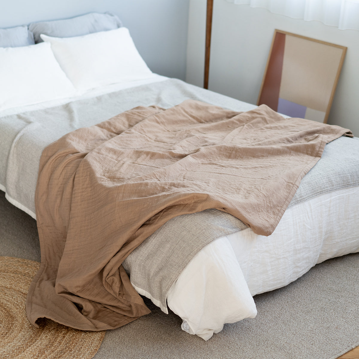 Marshmallow Gauze throw in Brown