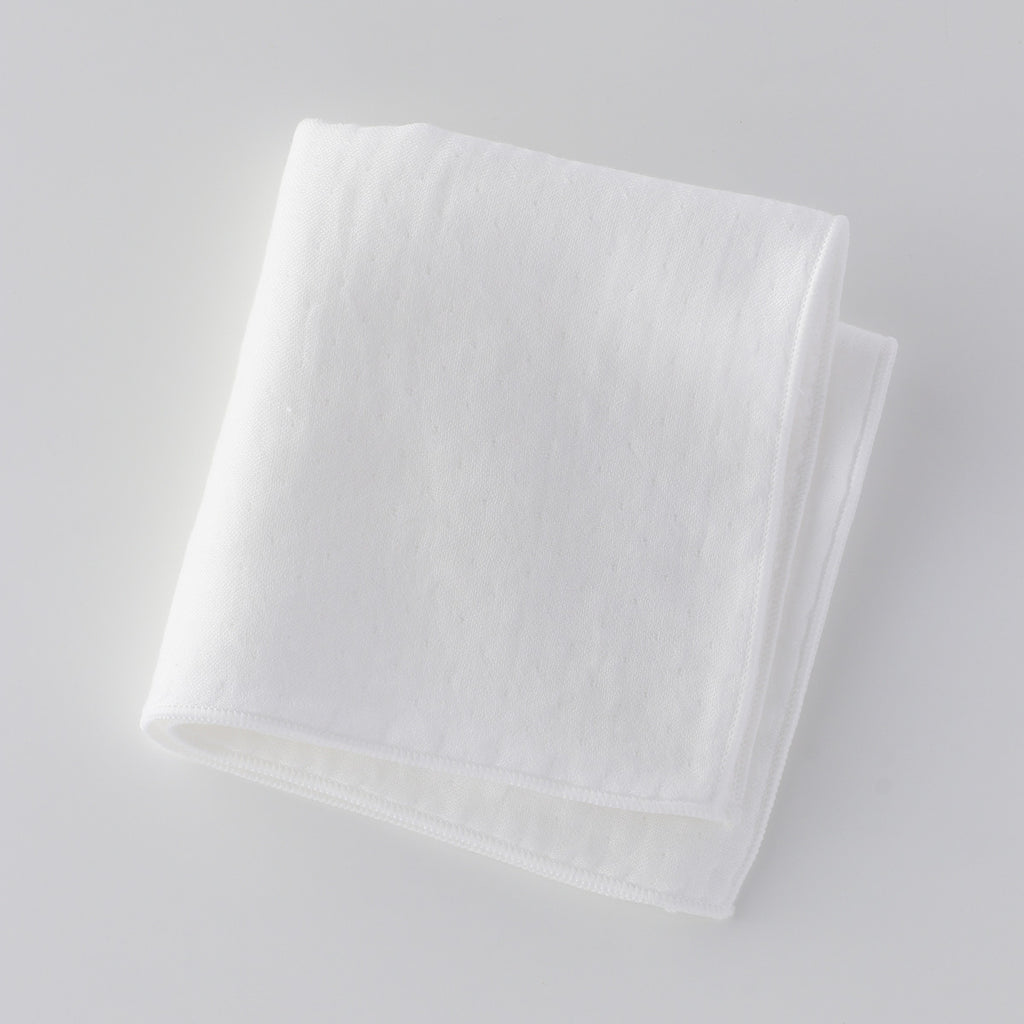Marshmallow Gauze & Pile towel handkerchief in White