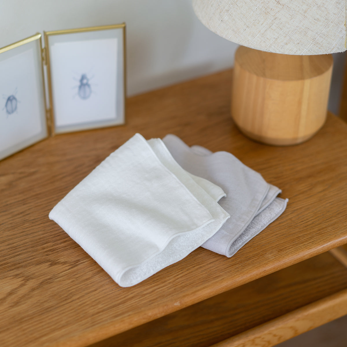 Marshmallow Gauze & Pile towel handkerchief in White