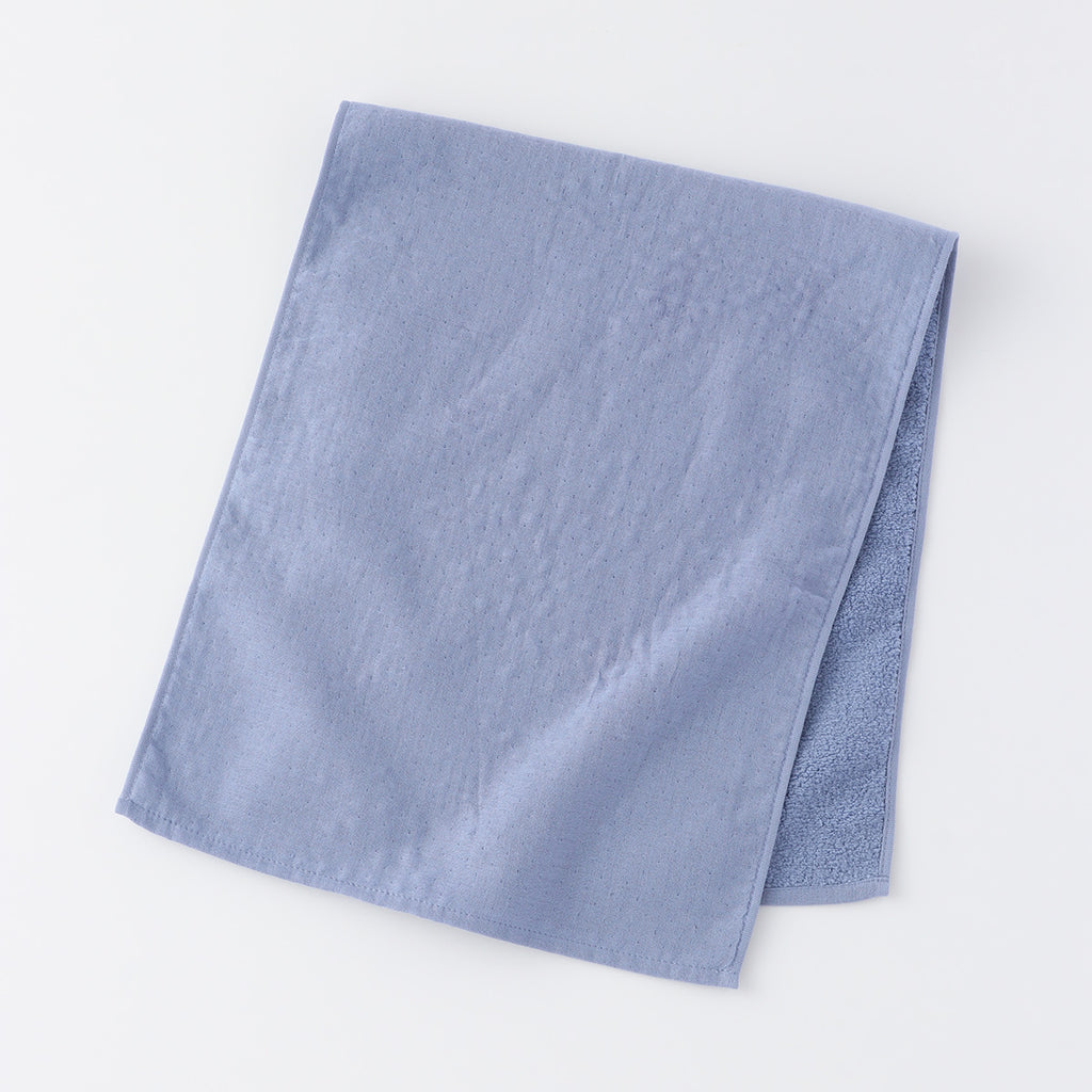 Marshmallow Gauze & Pile face towel in Blue