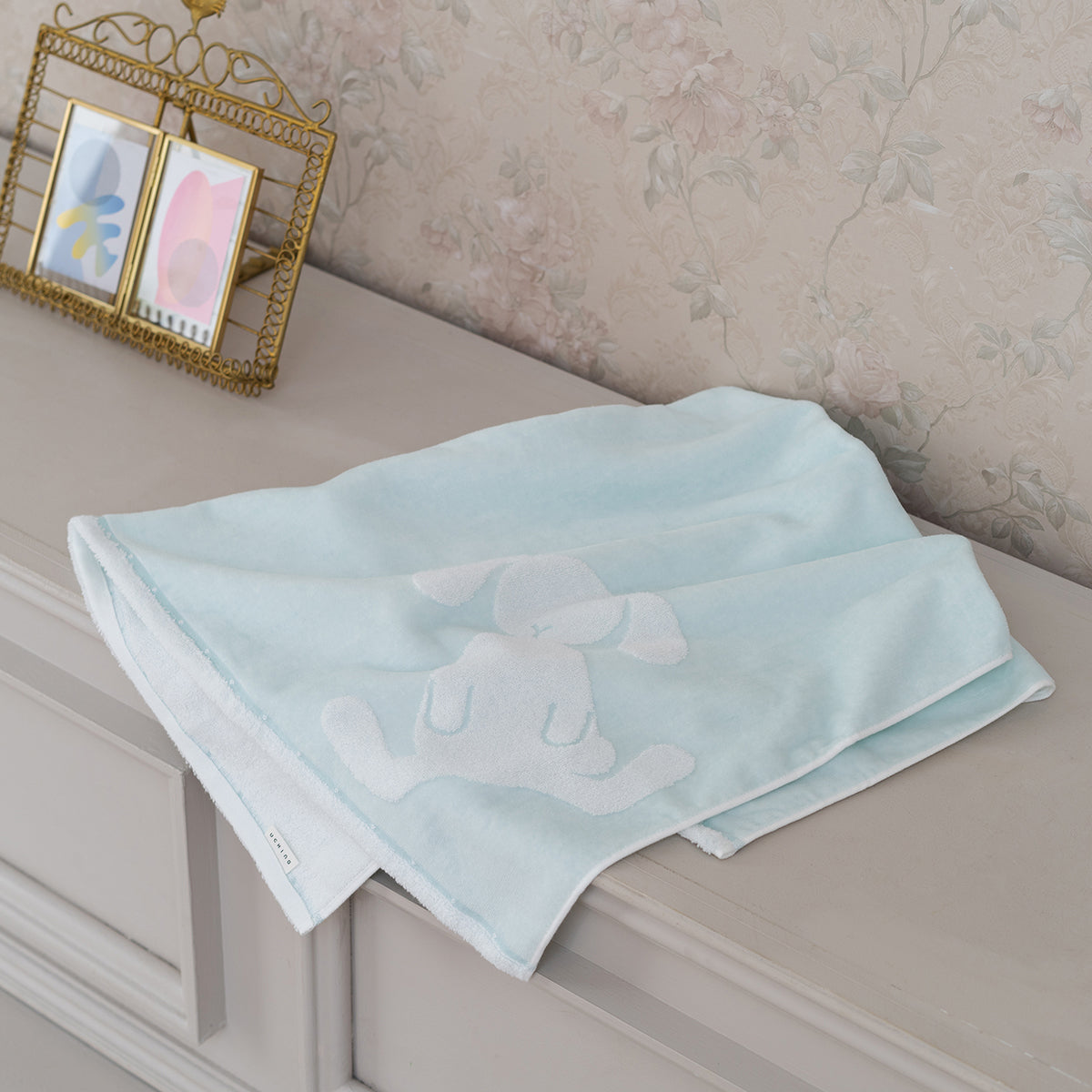Fuwafuwa Bunny baby bath towel in Light Blue
