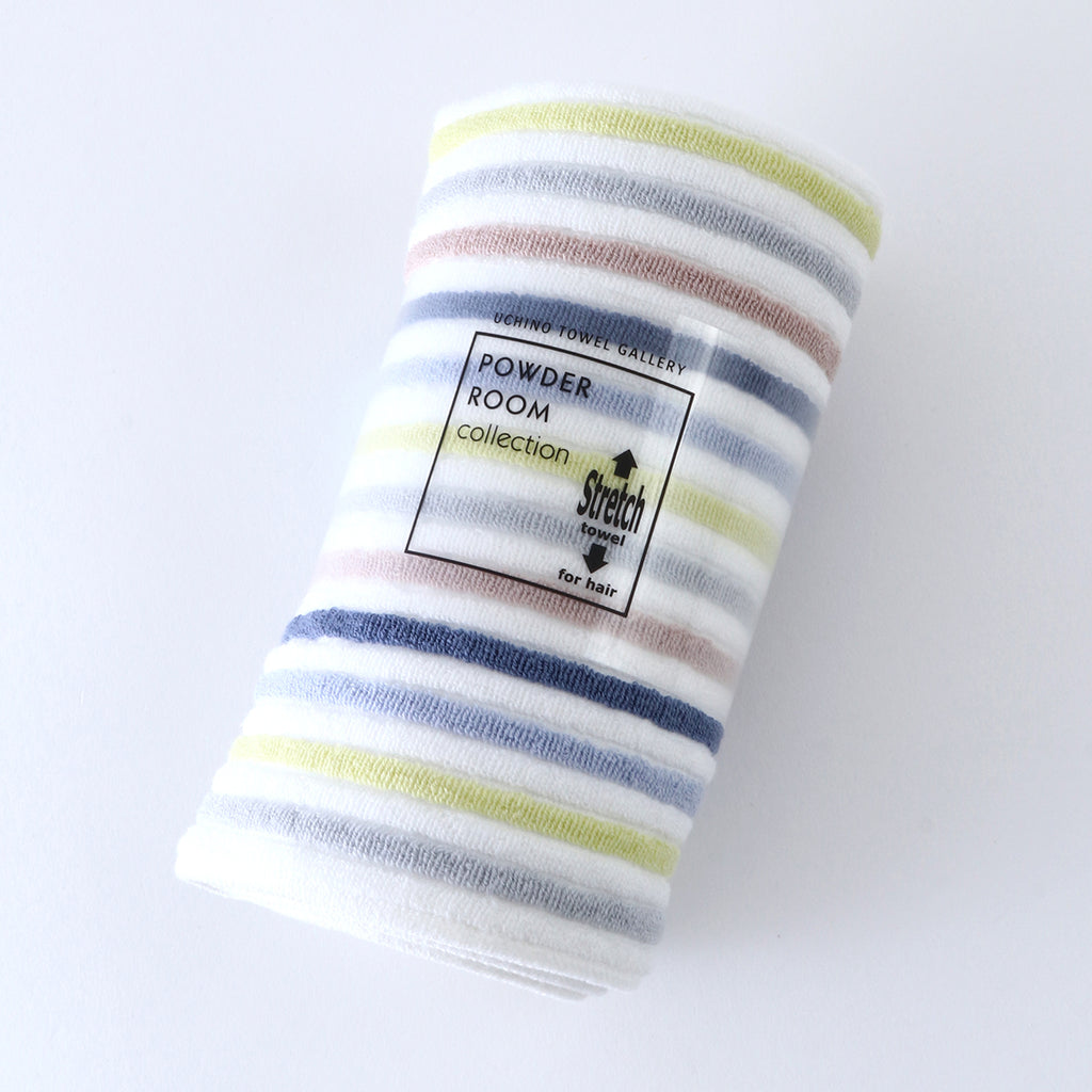 Stretch Color Stripe hair towel in Blue