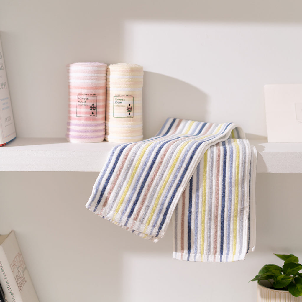 Stretch Color Stripe hair towel in Blue