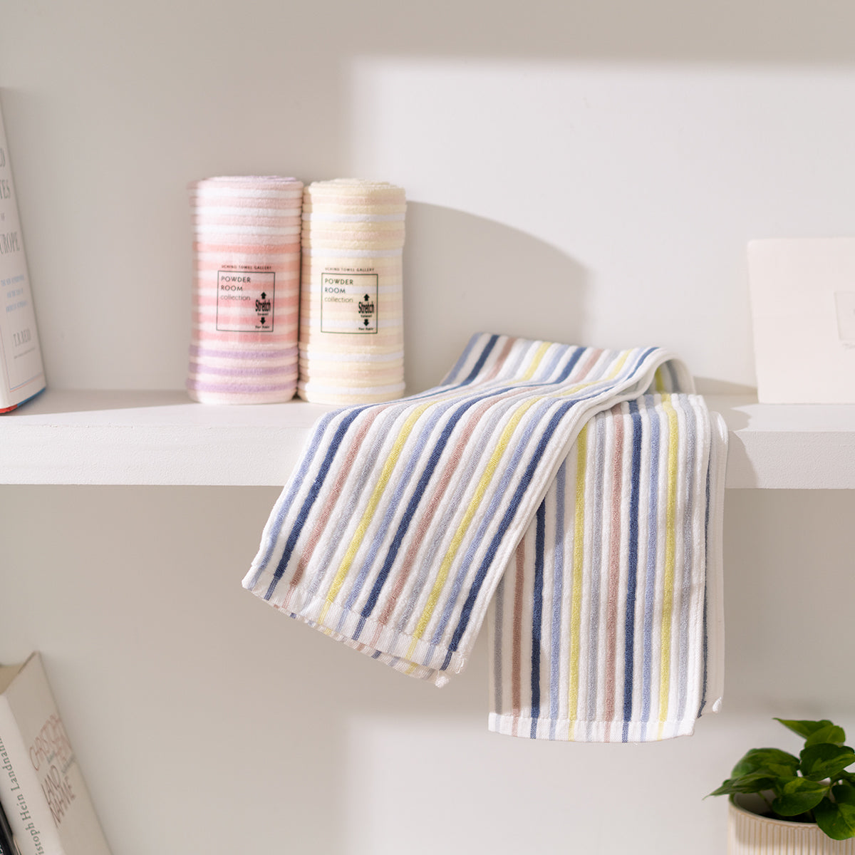 Stretch Color Stripe hair towel in Blue