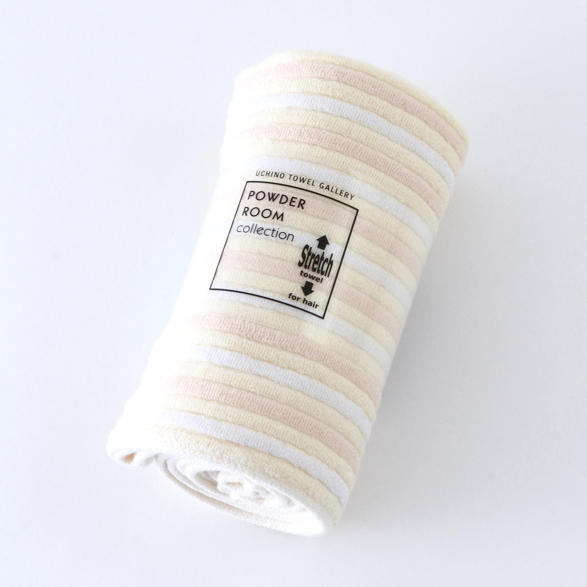 Stretch Color Stripe hair towel in Ivory
