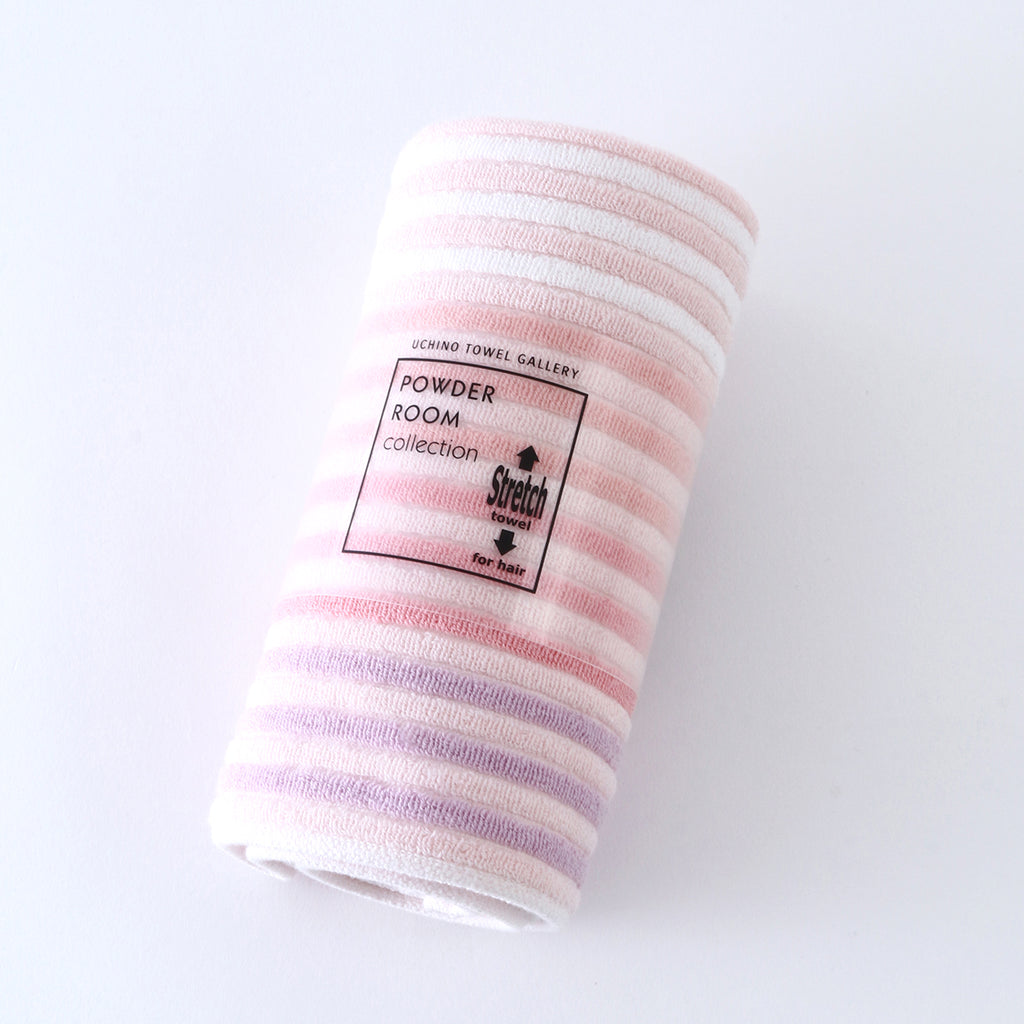 Stretch Color Stripe hair towel in Pink