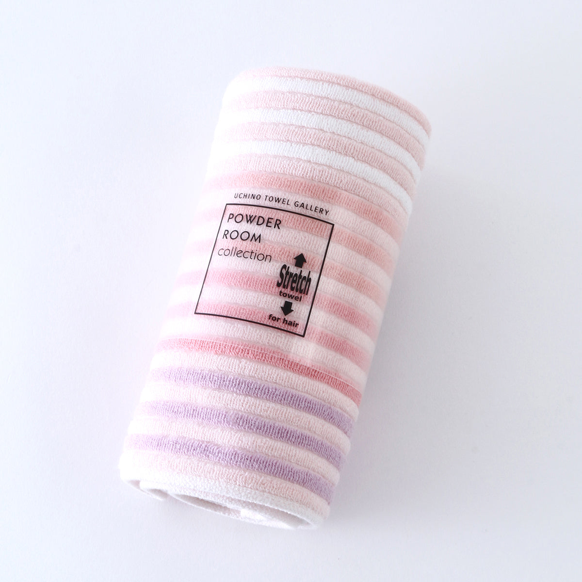 Stretch Color Stripe hair towel in Pink