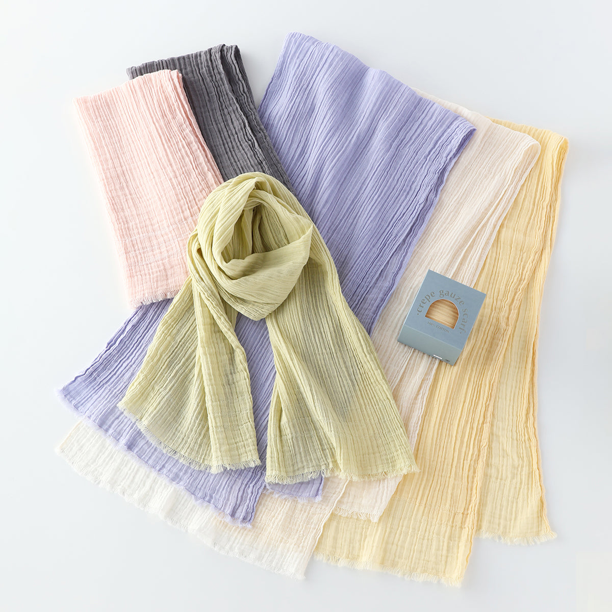 Crepe Gauze muffler in Green