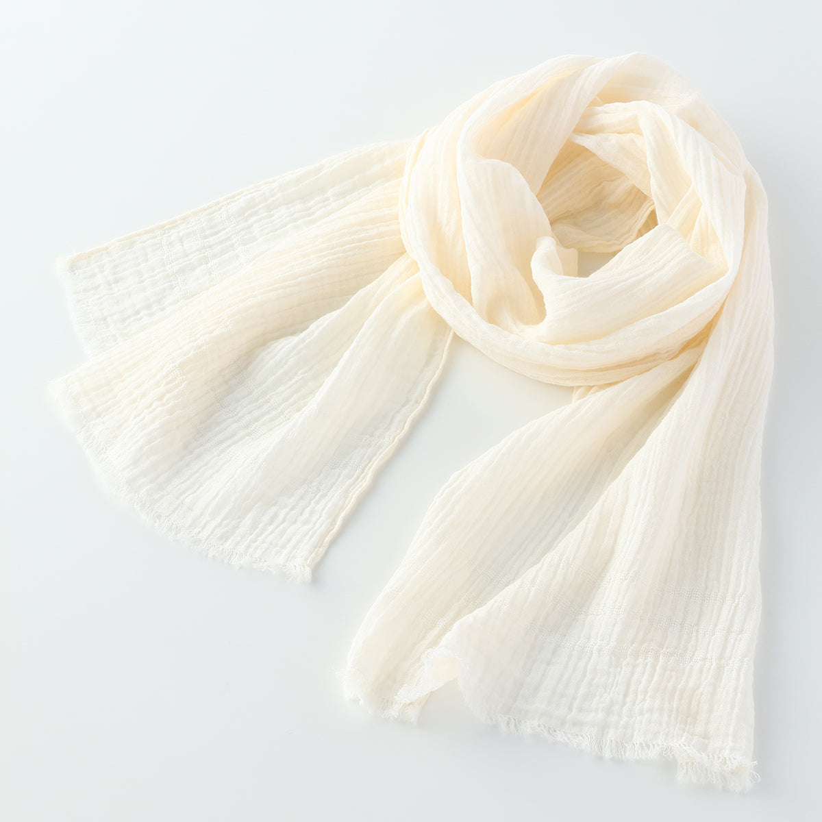 Crepe Gauze muffler in Ivory