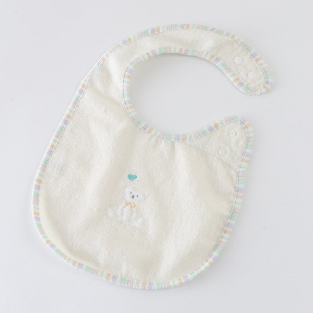 Airy Touch fluffy baby bib in Ivory