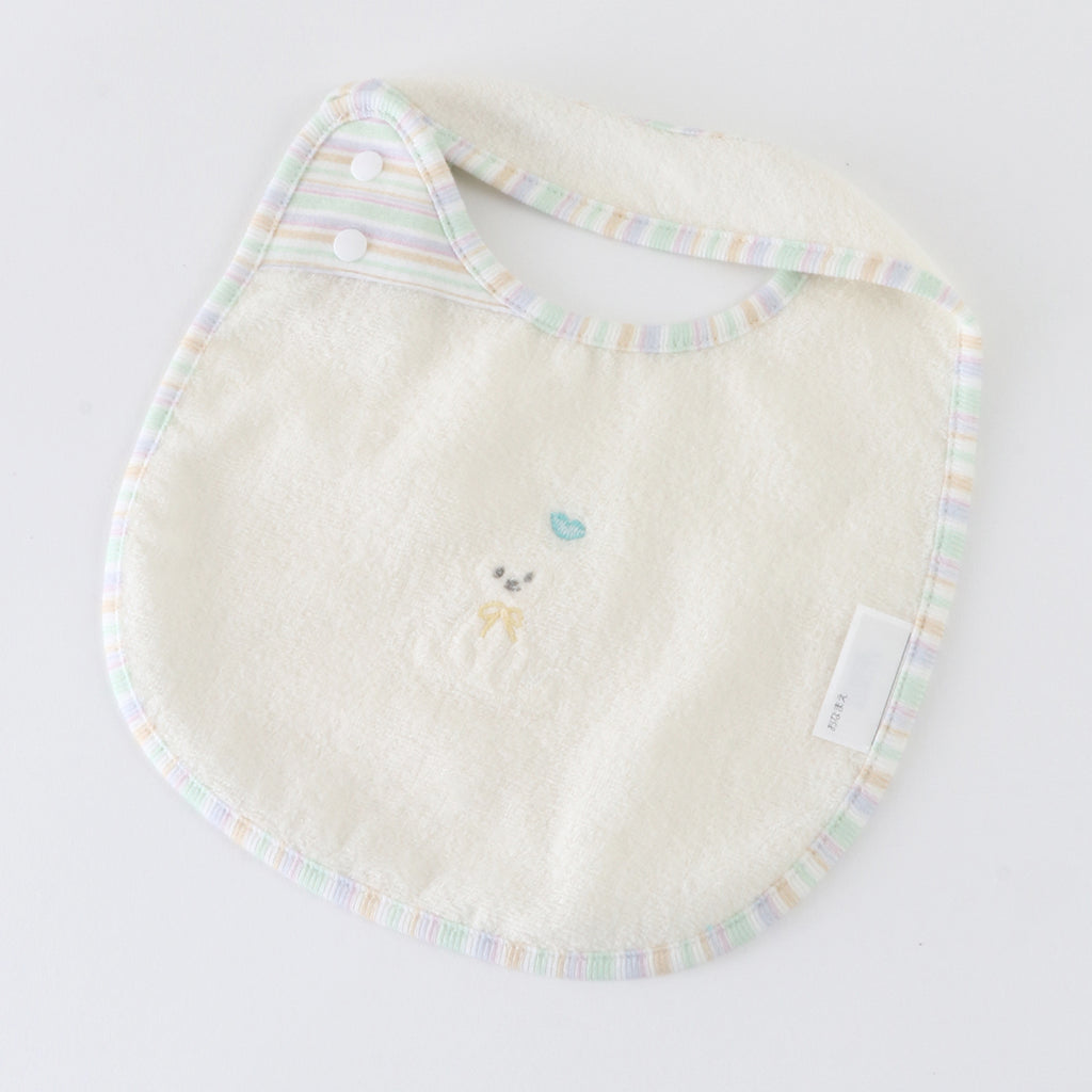 Airy Touch fluffy baby bib in Ivory
