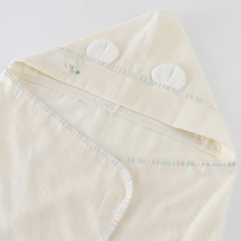 Airy Touch fluffy hooded baby bath towel in Ivory