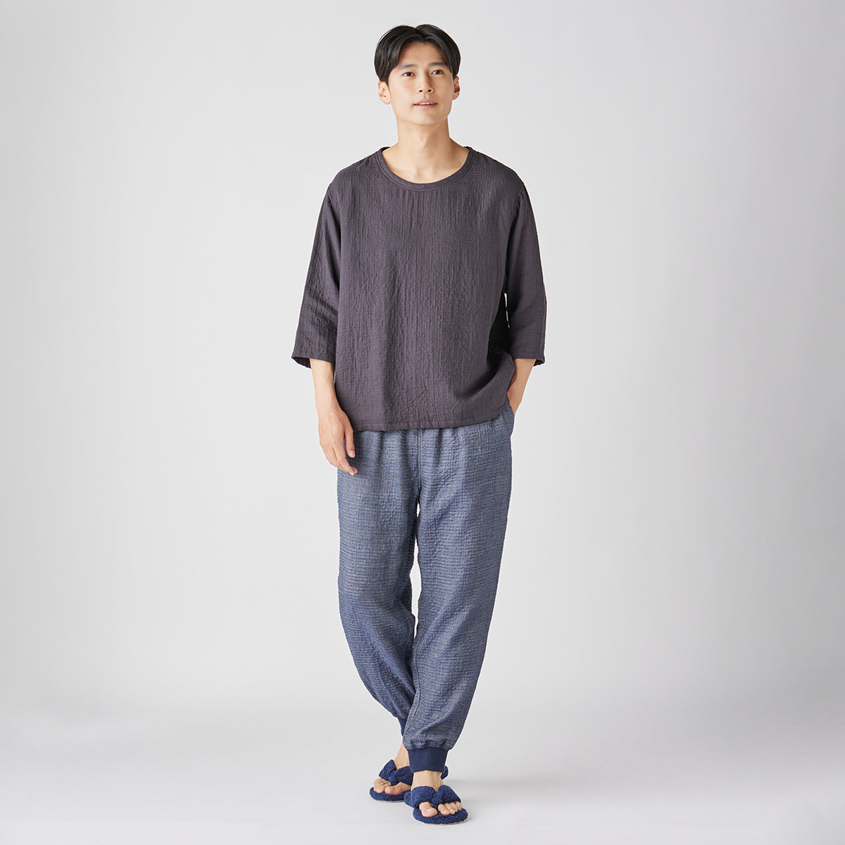 Marshmallow Denim Gauze jogger pants in Navy