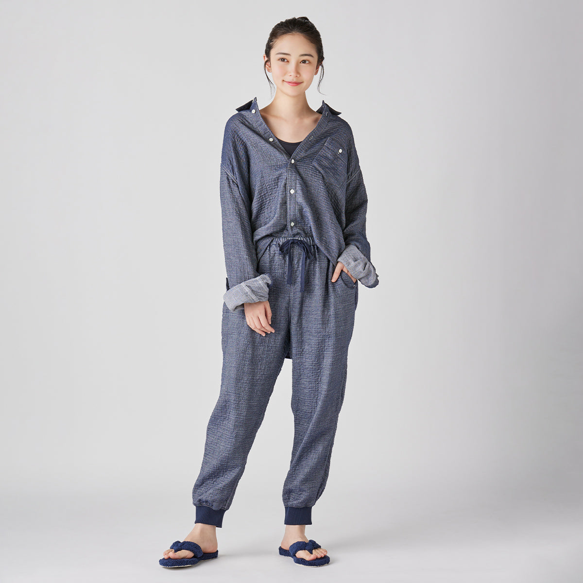 Marshmallow Denim Gauze jogger pants in Navy