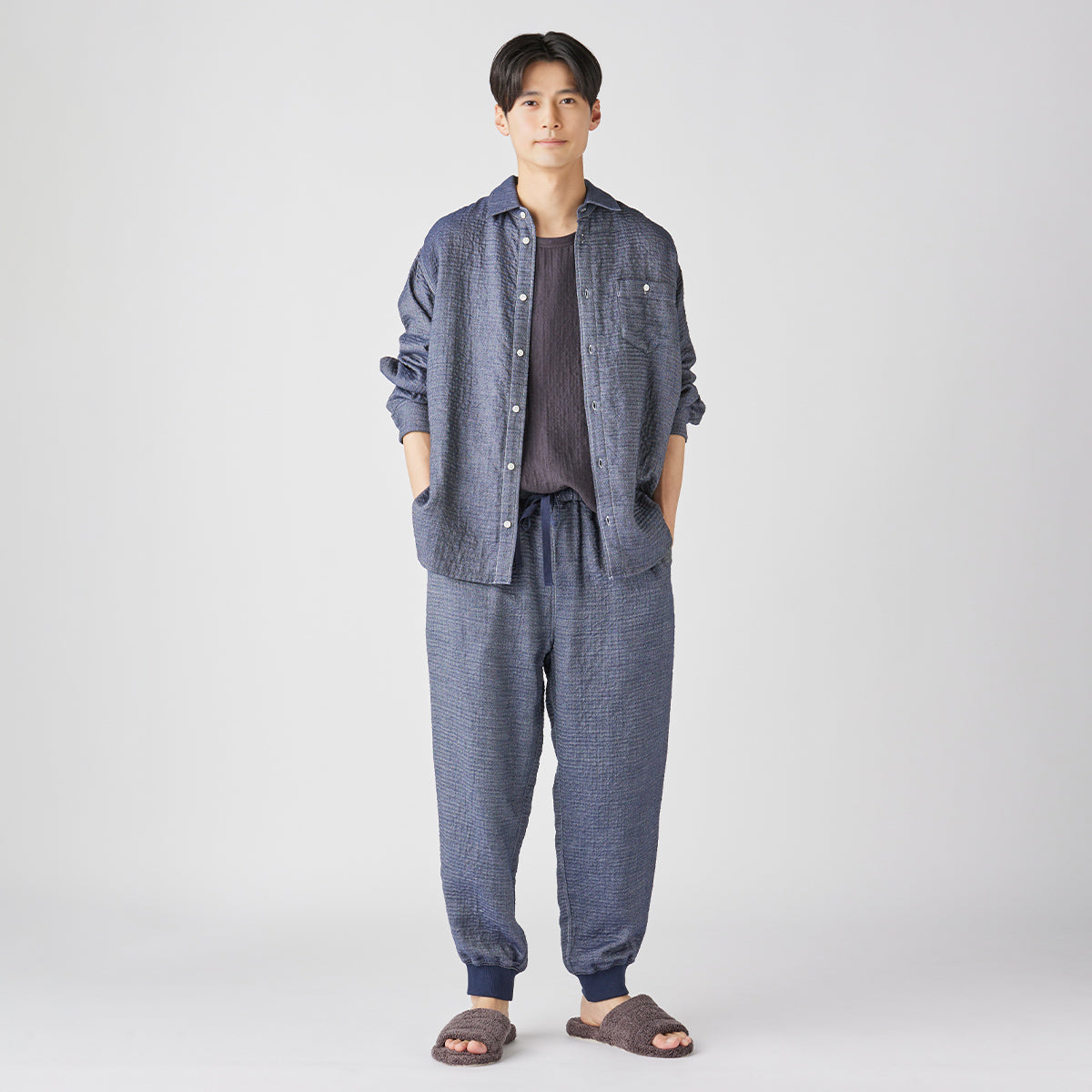Marshmallow Denim Gauze jogger pants in Navy