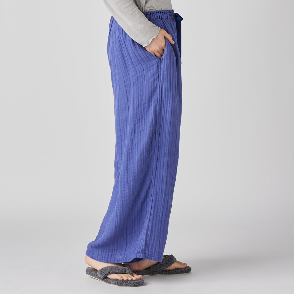 Crepe Gauze wide pants in Blue