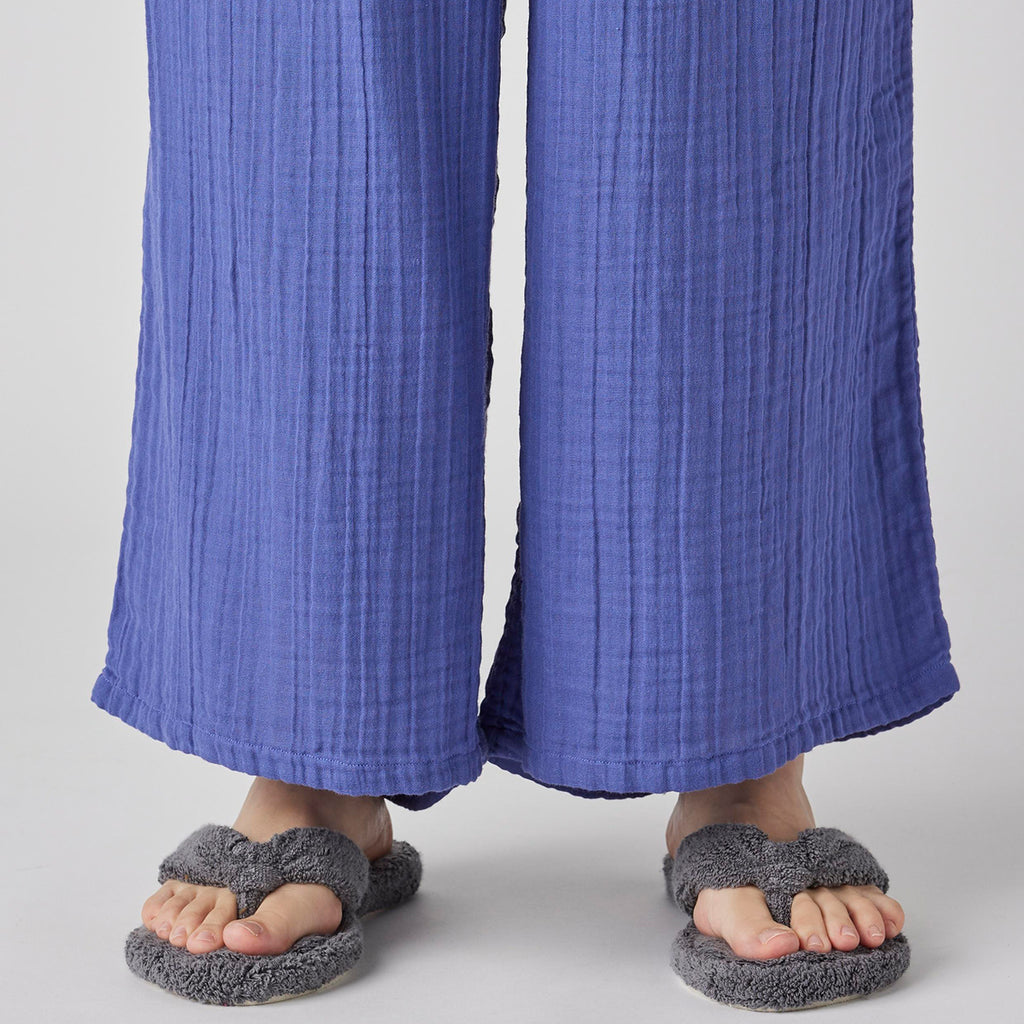 Crepe Gauze wide pants in Blue