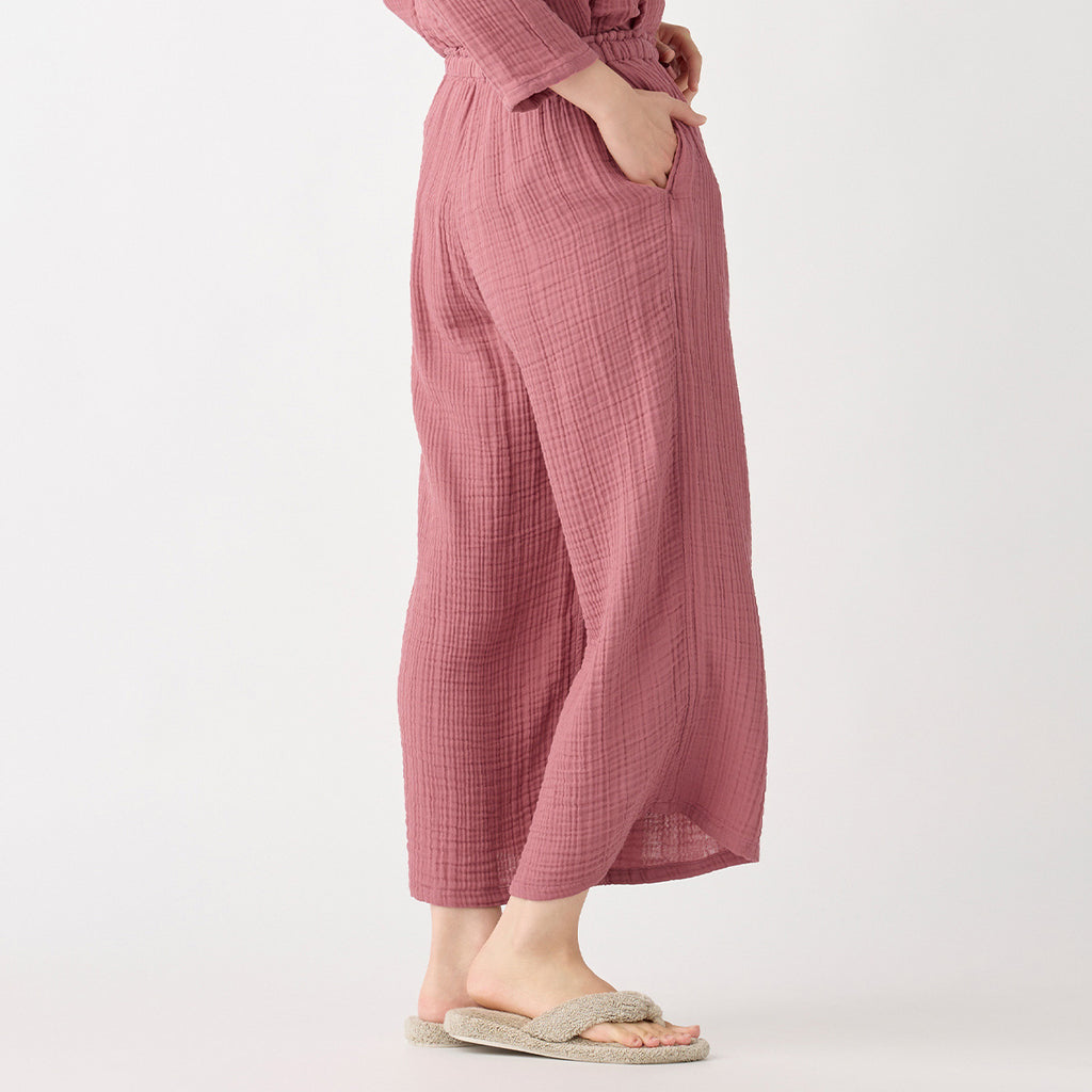 Crepe Gauze wide pants in Pink