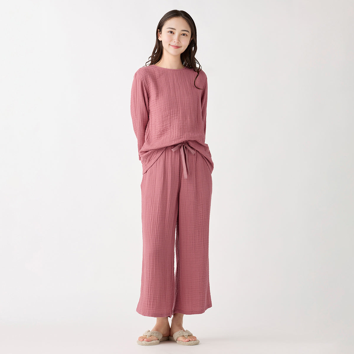 Crepe Gauze wide pants in Pink