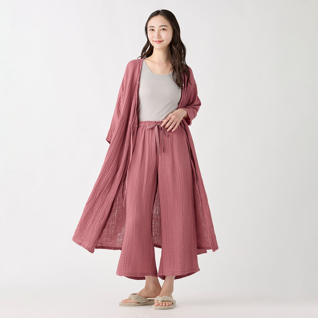 Crepe Gauze wide pants in Pink