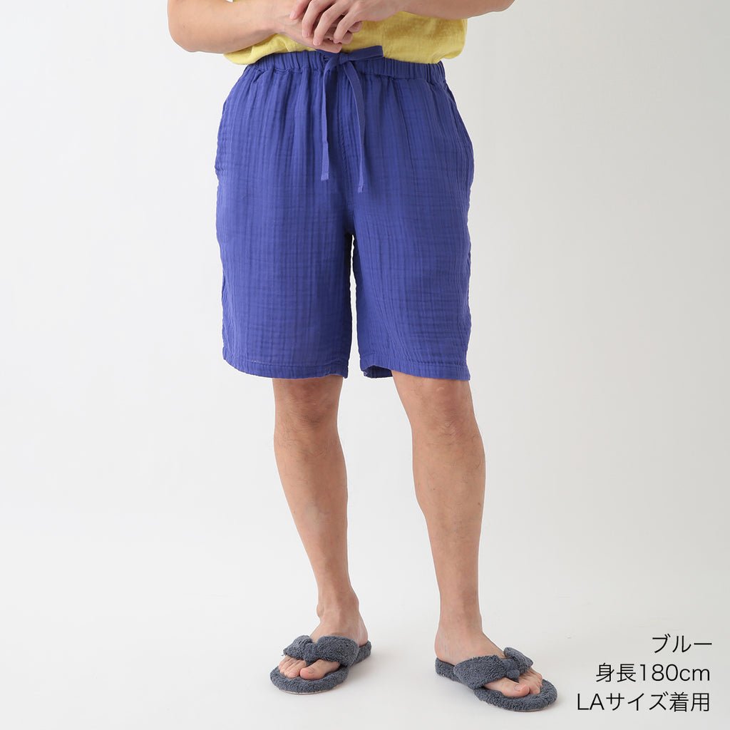 Crepe Gauze half pants in Blue