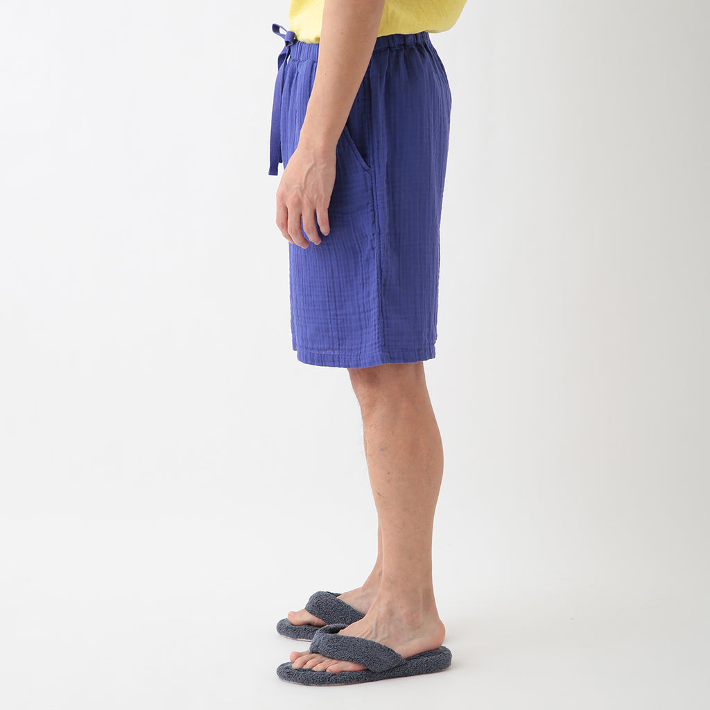 Crepe Gauze half pants in Blue