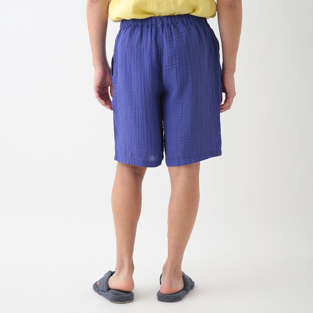 Crepe Gauze half pants in Blue