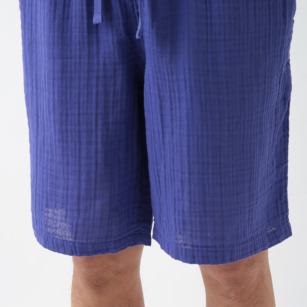 Crepe Gauze half pants in Blue