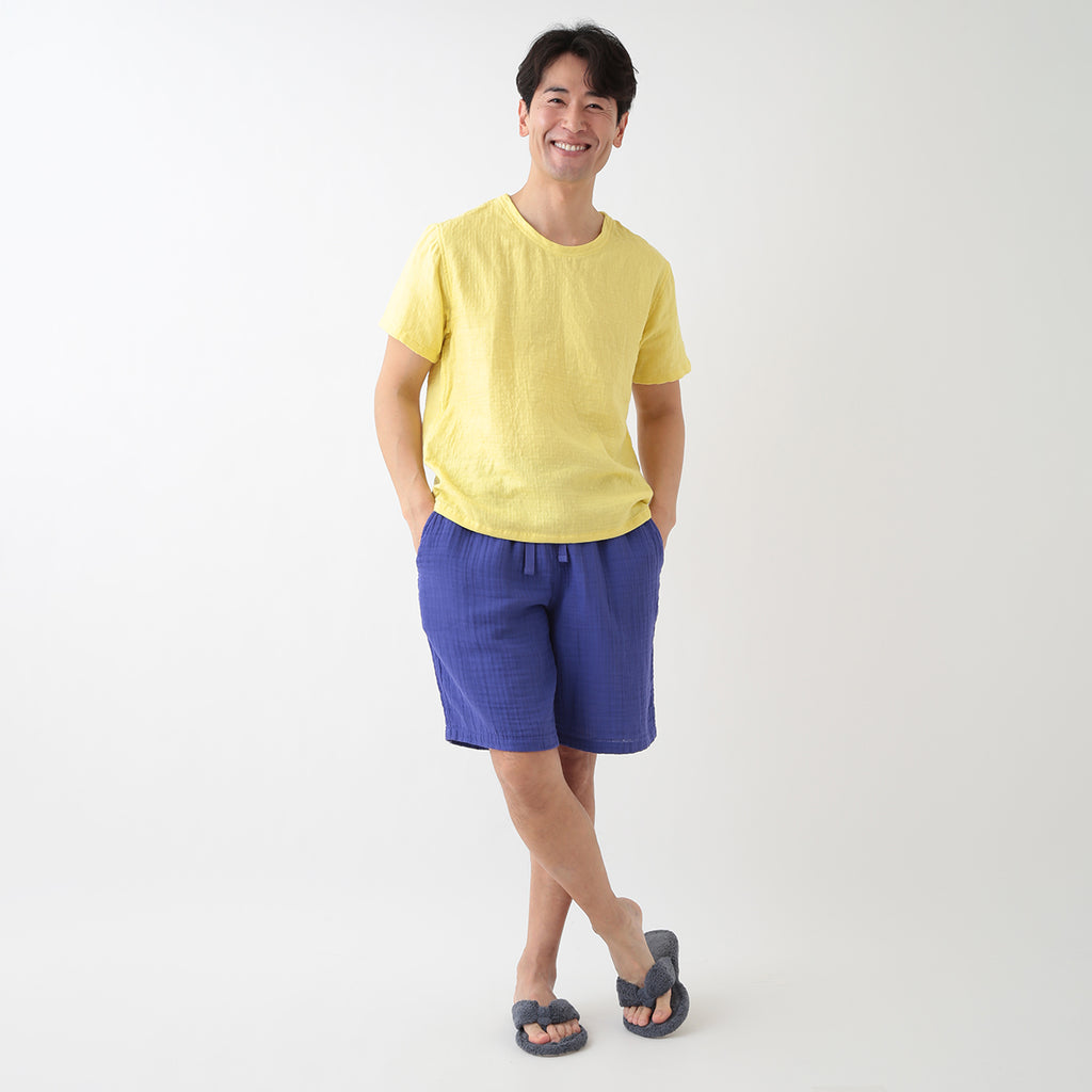 Crepe Gauze half pants in Blue