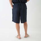 Crepe Gauze half pants in Dark Blue