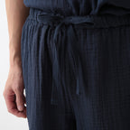 Crepe Gauze half pants in Dark Blue