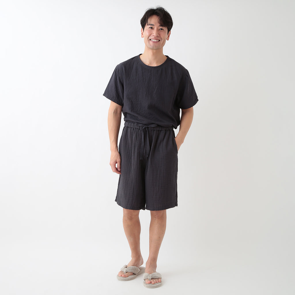 Crepe Gauze half pants in Dark Grey