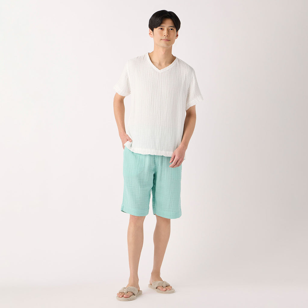 Crepe Gauze half pants in Light Blue