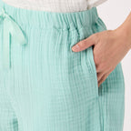 Crepe Gauze half pants in Light Blue