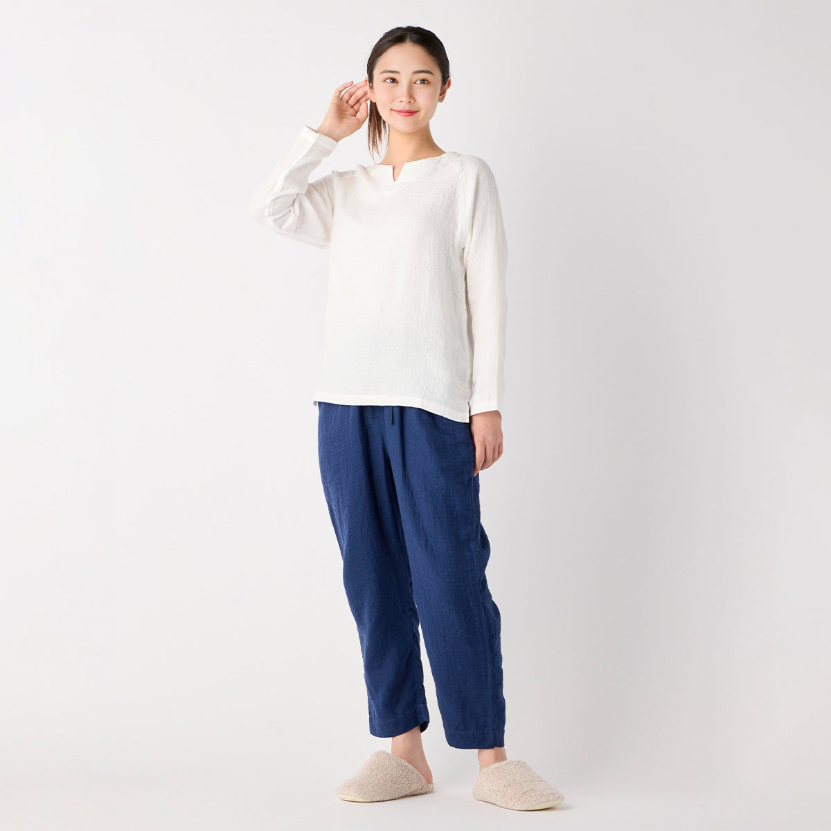 Marshmallow Gauze pants in Dark Blue