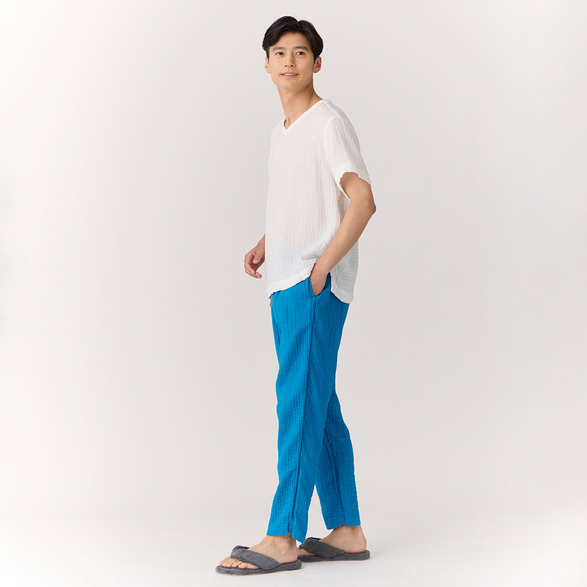Crepe Gauze pants in Blue