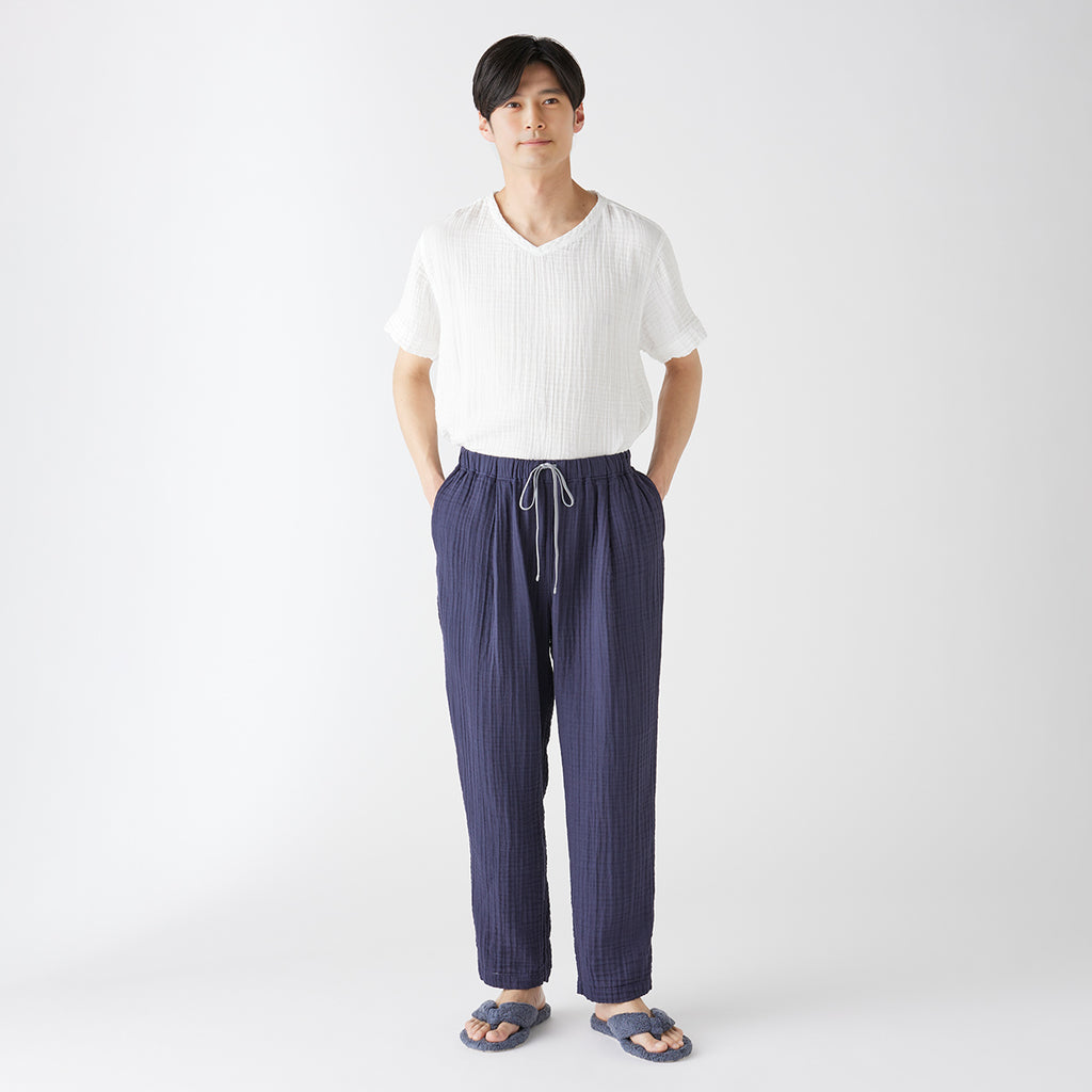 Crepe Gauze pants in Dark Blue