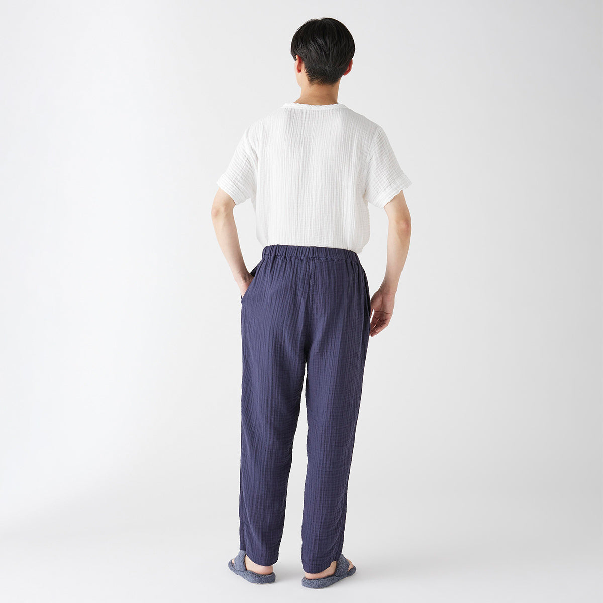 Crepe Gauze pants in Dark Blue