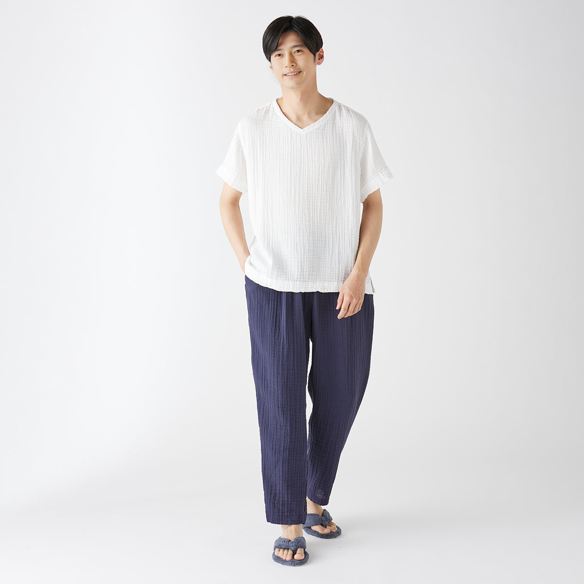 Crepe Gauze pants in Dark Blue
