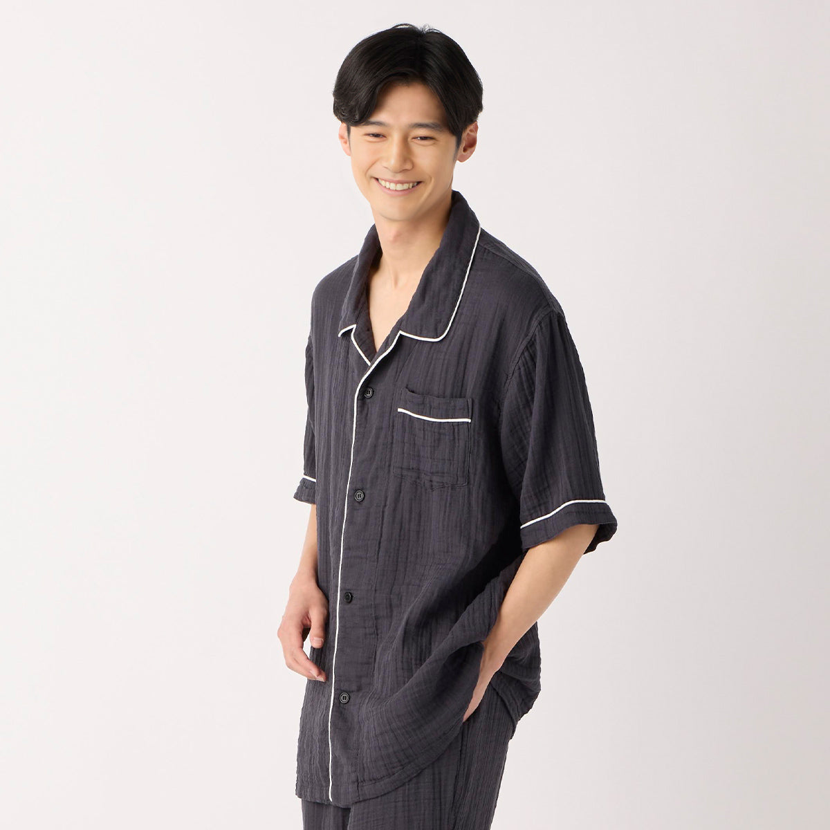 Crepe Gauze pyjamas in Dark Grey