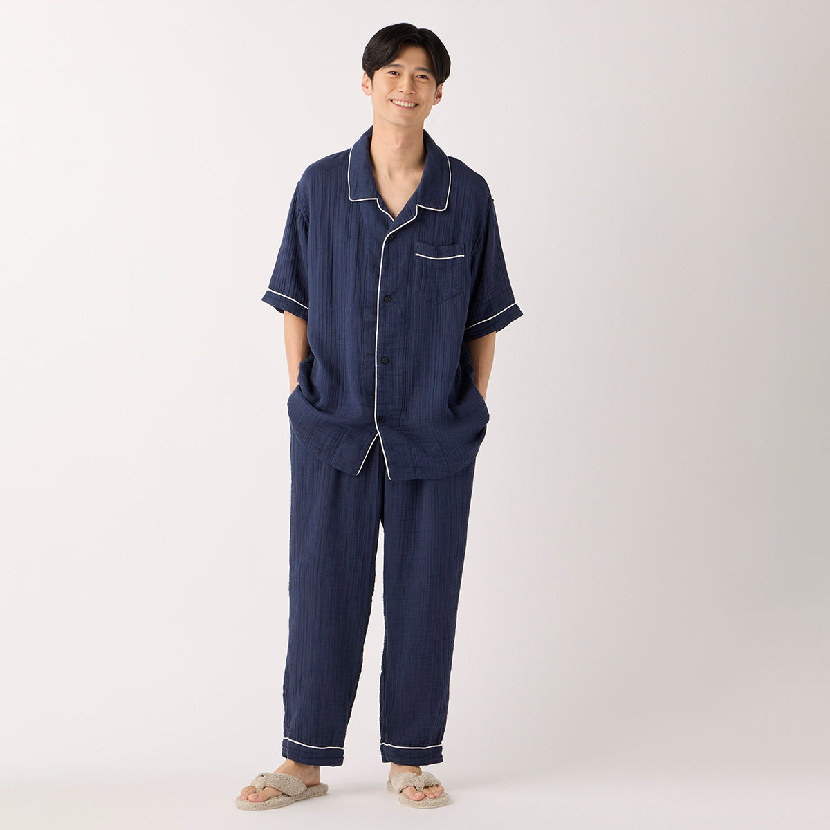 Crepe Gauze pyjamas in Navy