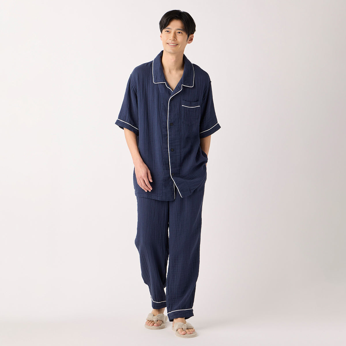 Crepe Gauze pyjamas in Navy