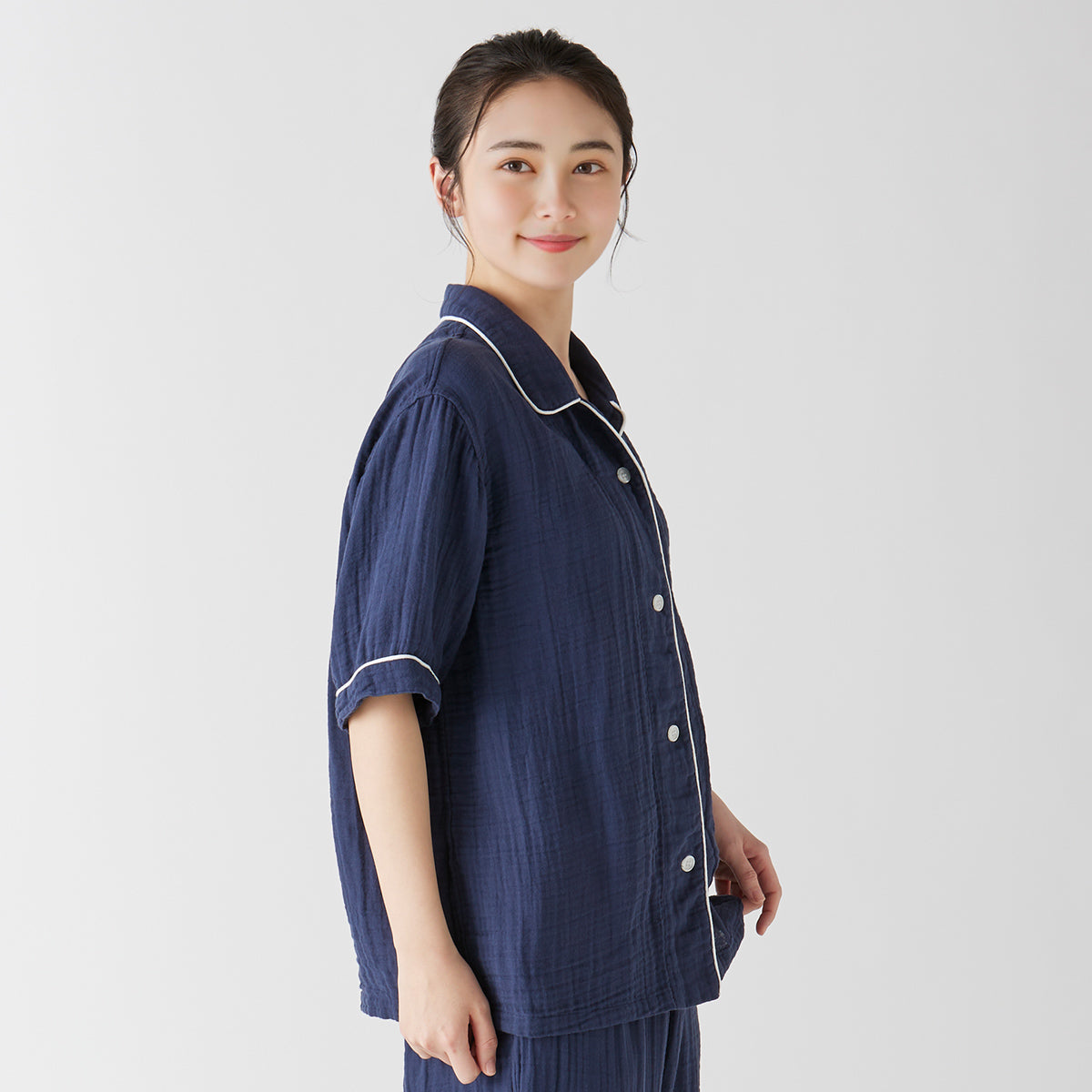 Crepe Gauze pyjamas in Navy