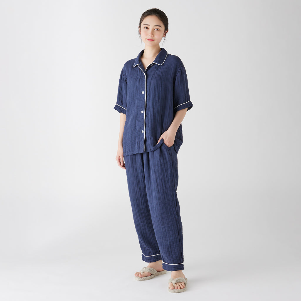 Crepe Gauze pyjamas in Navy