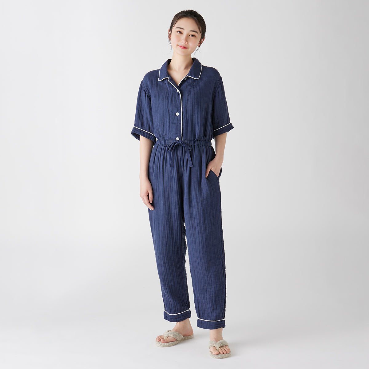 Crepe Gauze pyjamas in Navy