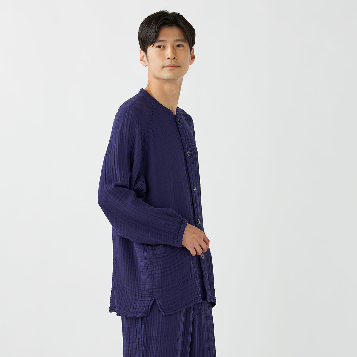 Crepe Gauze room wear in Navy