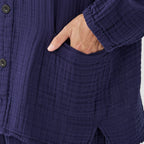 Crepe Gauze room wear in Navy