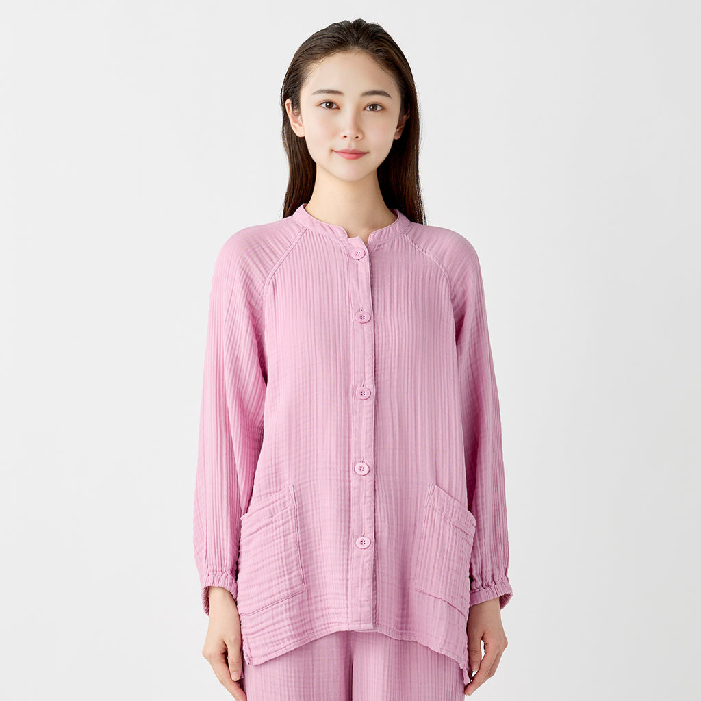Crepe Gauze room wear in Pink
