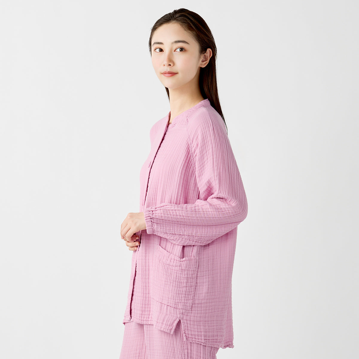 Crepe Gauze room wear in Pink