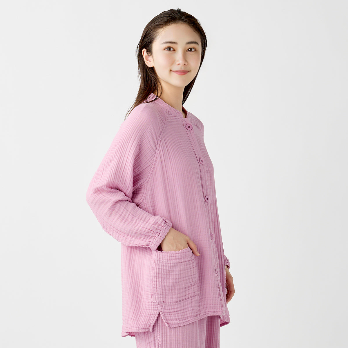Crepe Gauze room wear in Pink